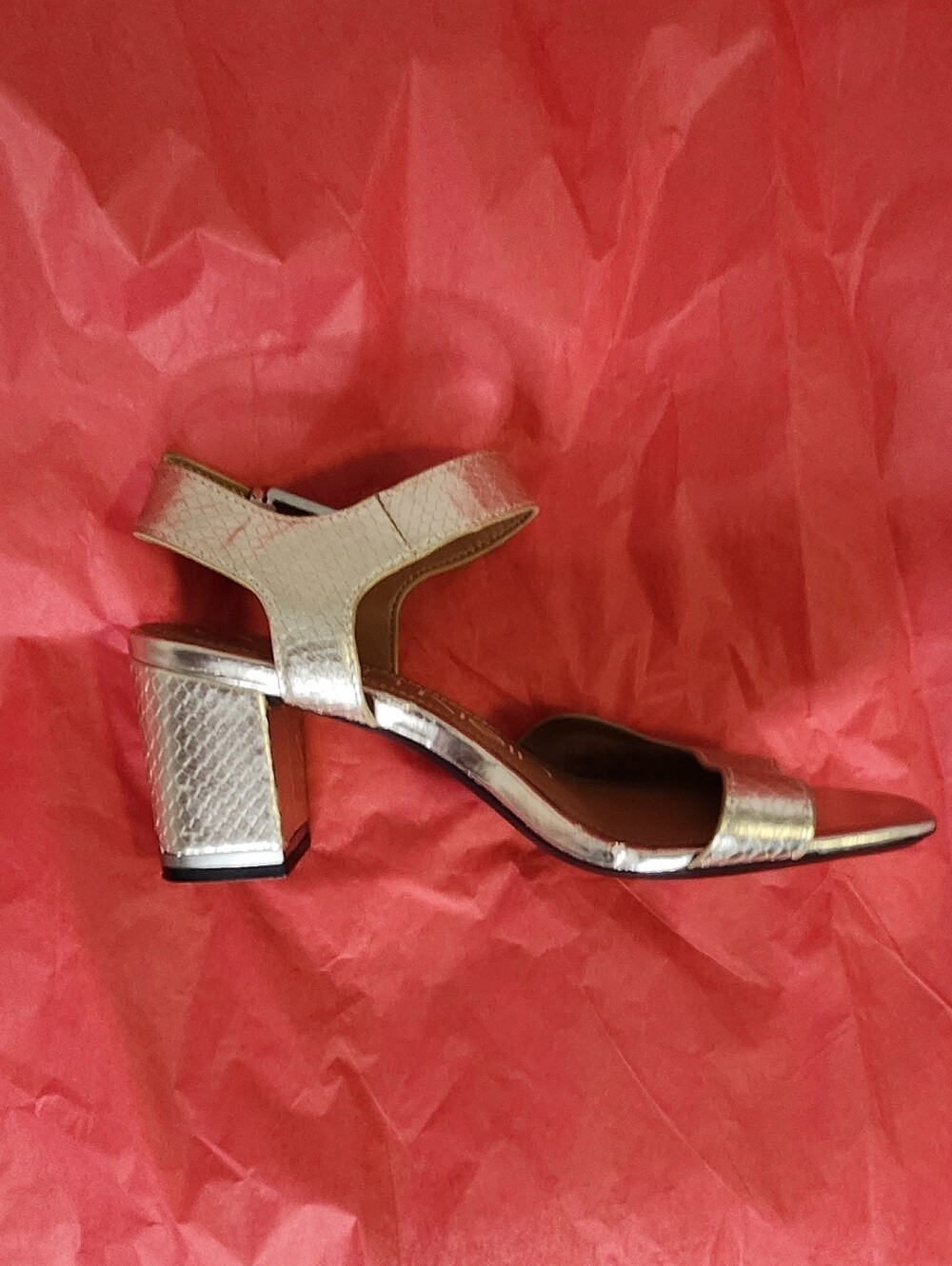Calvin Klein Chantay Gold Block Heel Sandal
